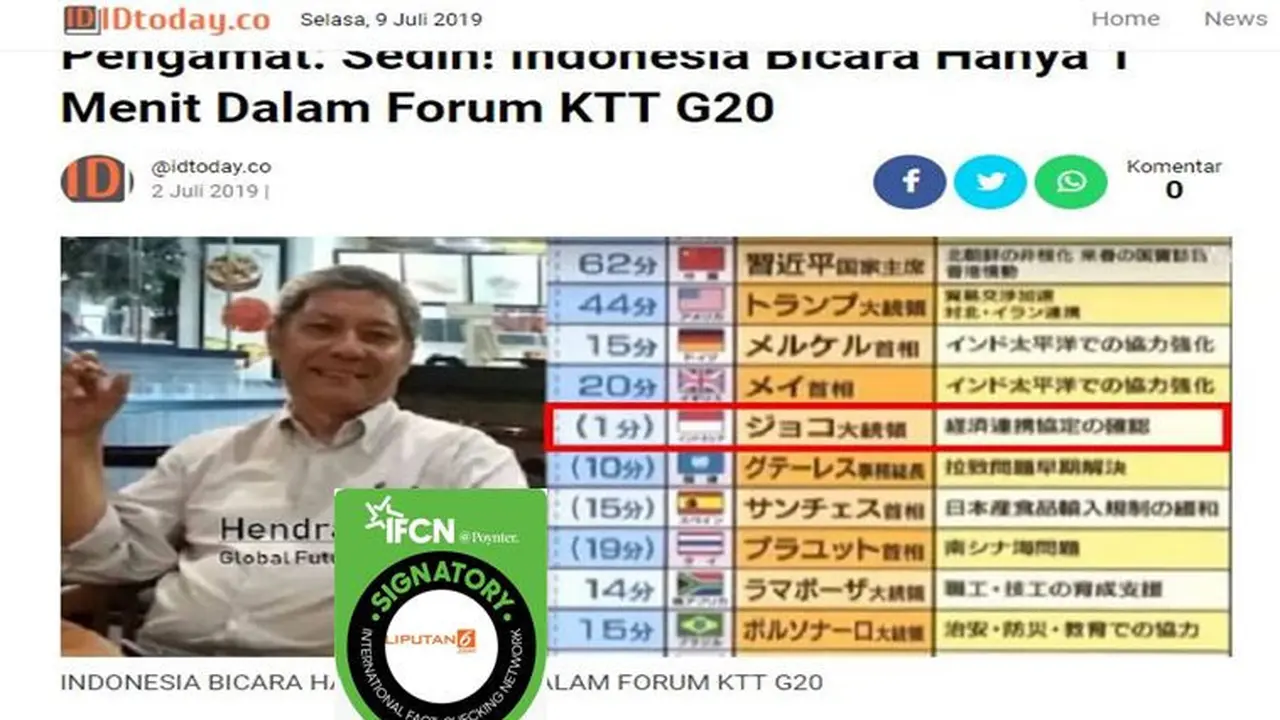 [Cek Fakta] Gambar Tangkapan Layar Berita Tentang Jokowi di KTT G20