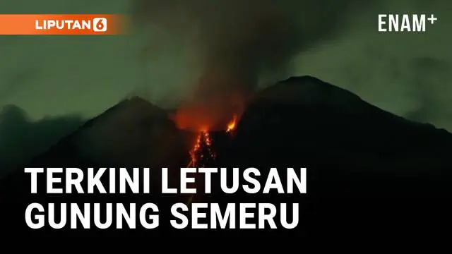 Geliat Semeru di Tengah Malam, Lava Pijar Mengalir