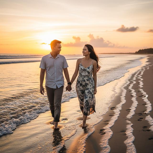 Prompt Gemini AI di Pantai bersama Pasangan/ Ilustrasi AI