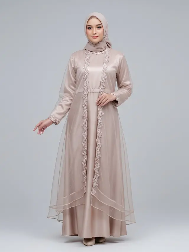 Tren Gamis Organza Simple tapi Mewah untuk Pesta Pernikahan