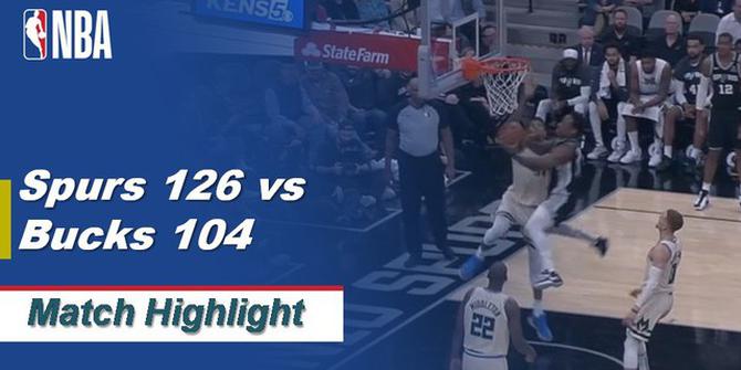 VIDEO: Highlights NBA 2019-2020, San Antonio Spurs Vs Milwaukee Bucks 126-104
