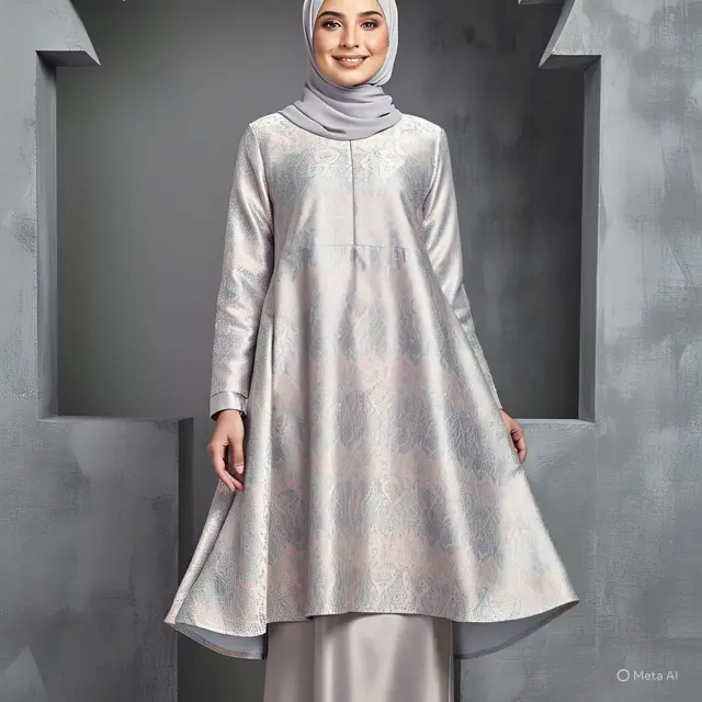 Gamis Brokat Kombinasi Polos Model Mermaid