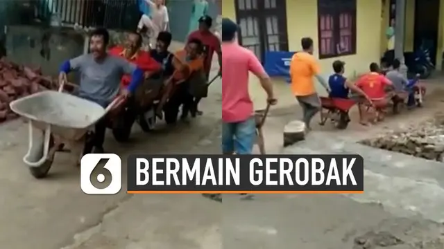 VIDEO: Kocak, Bapak-Bapak Bermain Gerobak Seperti Waktu Jadi Bocah