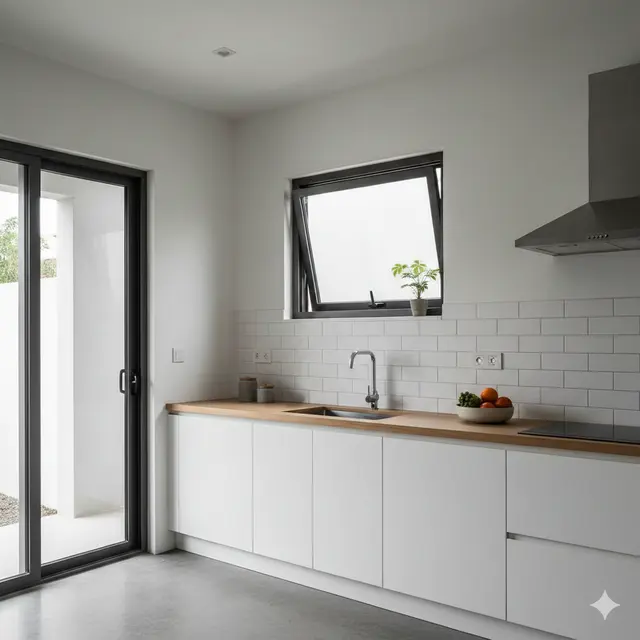 Model Jendela Dapur Aluminium Rumah Minimalis (Foto: Gemini AI)