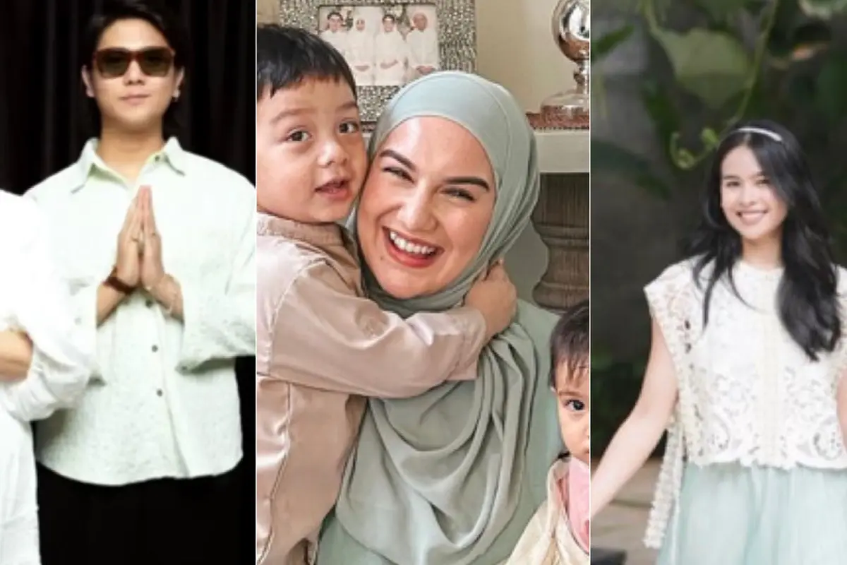 Penampilan Publik Figure Tanah Air Kenakan Baju Lebaran Warna Hijau Sage
