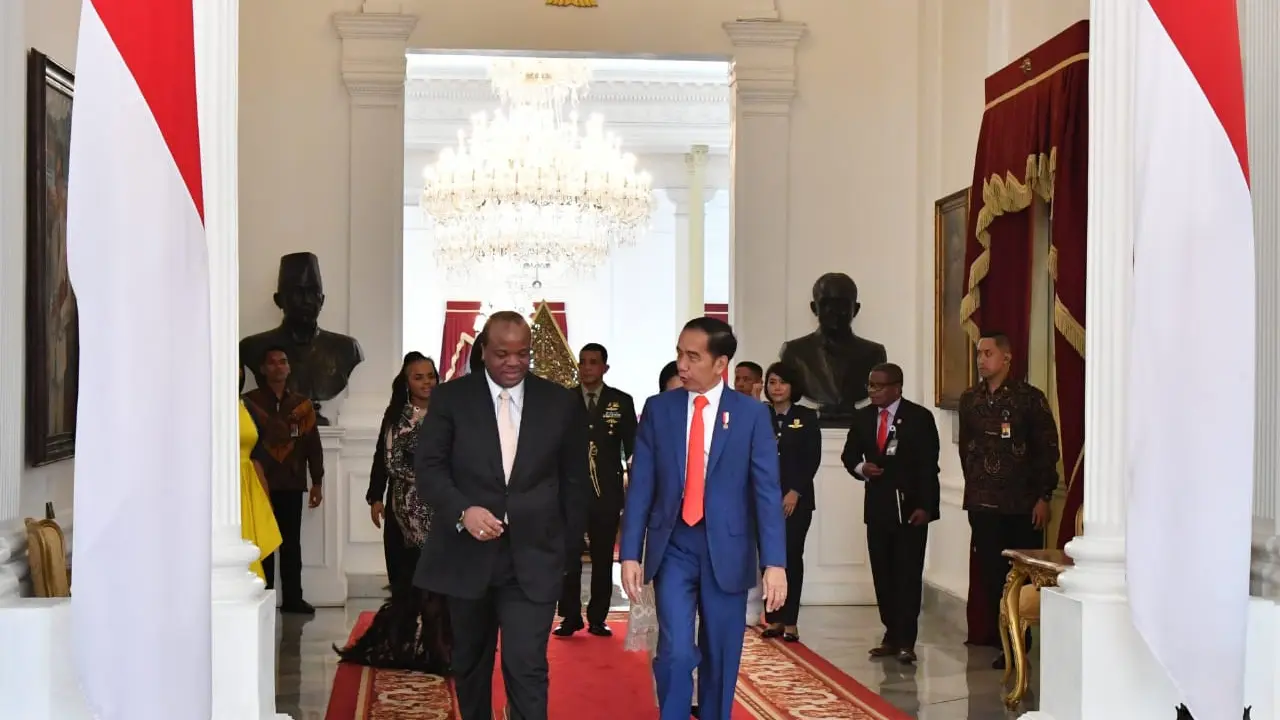 Raja Eswatini, Mswati III bertemu Jokowi di Istana Merdeka. (Foto: Biro Pers Istana)