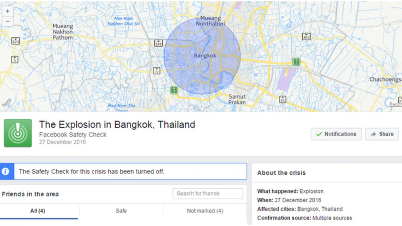 Fitur safety check bom di Bangkok yang membuat heboh. (Facebook)