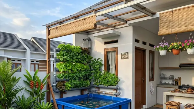 Kolam Terpal Multifungsi dengan Kebun Vertikal