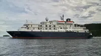 Kapal berbobot 4200 ton ini setiap tahunnya masuk ke wilayah Raja Ampat, namun baru tahun ini melakukan pelanggaran. (Liputan6.com/Katharina Janur).