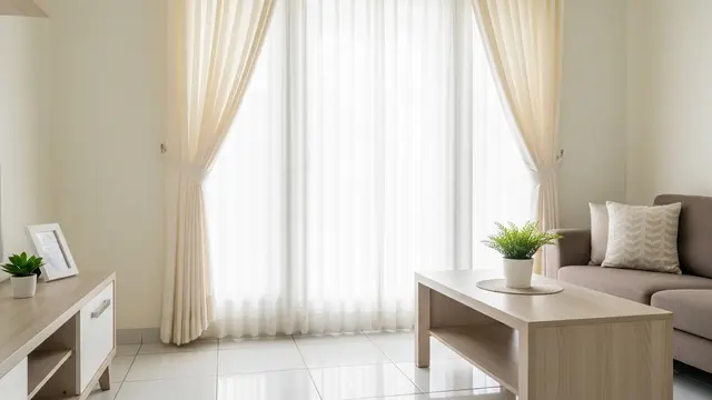 Warna Tirai yang Bagus Bikin Ruangan Tampak Luas Putih Gading