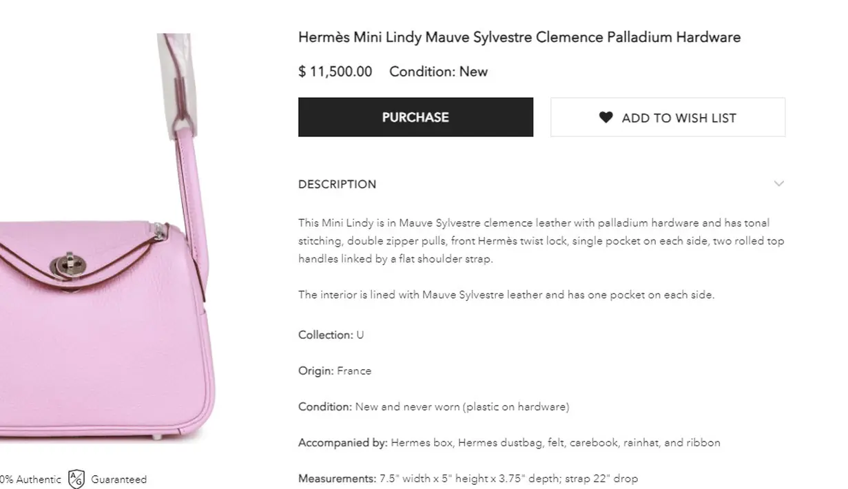 Tak tanggung-tanggung, tas ini dibanderol seharga  US$11,500 atau sekitar Rp179 jutaan, seperti yang dilansir dari situs Madison Avenue Couture.