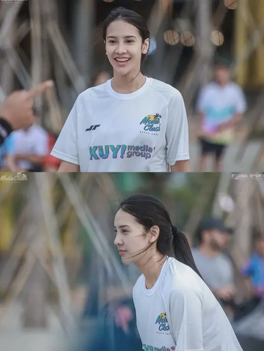 Untuk pertama kalinya, Anya mencoba olahraga volley pantai. “1st volley pratice,” tulisnya di Instagram. (@anyageraldine)