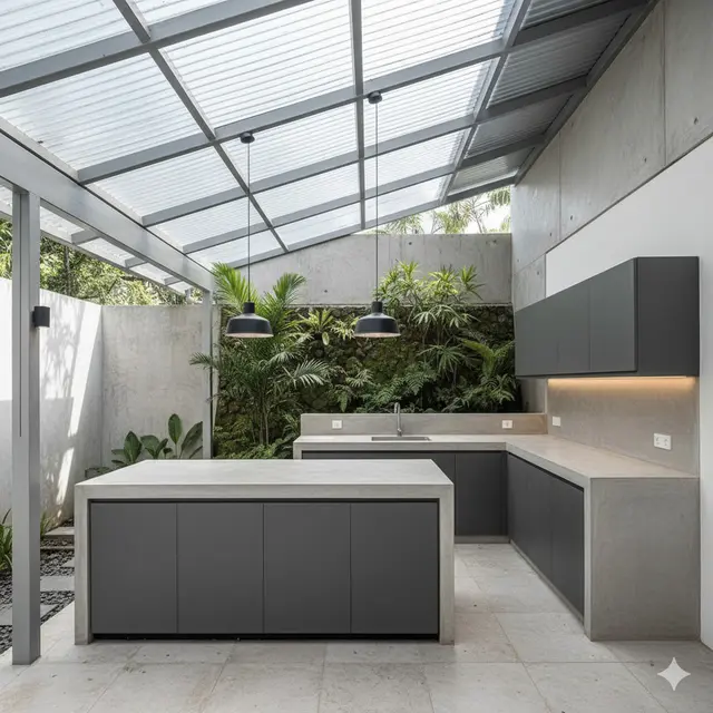 Model Dapur Outdoor Baja Ringan. Gemini