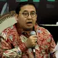 Anggota MPR Fraksi Gerindra, Fadli Zon saat menjadi narasumber diskusi Empat Pilar MPR di Jakarta, Jumat (5/10). Diskusi itu mengambil tema "Ancaman Hoax dan Keutuhan NKRI". (Liputan6.com/JohanTallo)