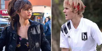 Justin Bieber tampil di Churchome di Seattle, Washington pada 22 April lalu. Sementara Selena Gomez pergi menjauh. (Life&Style/GettyImages)