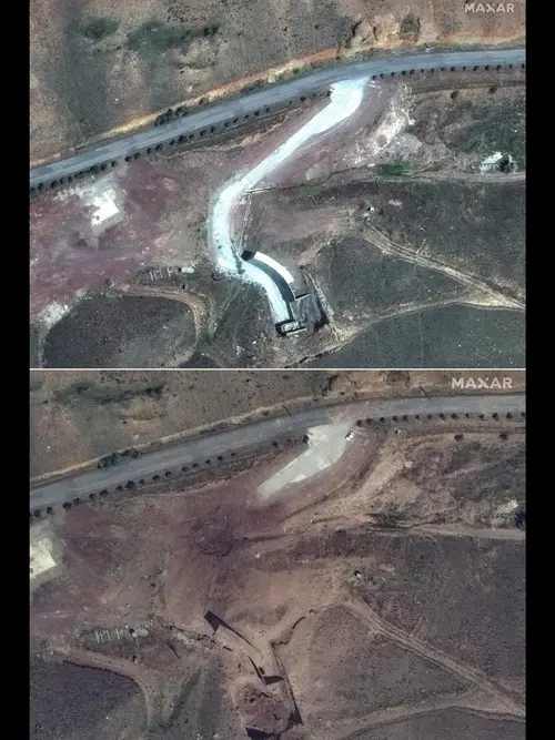 Pemandangan Lokasi Fasilitas Penyimpanan Rudal Iran Sebelum dan Sesudah Diserang Israel
