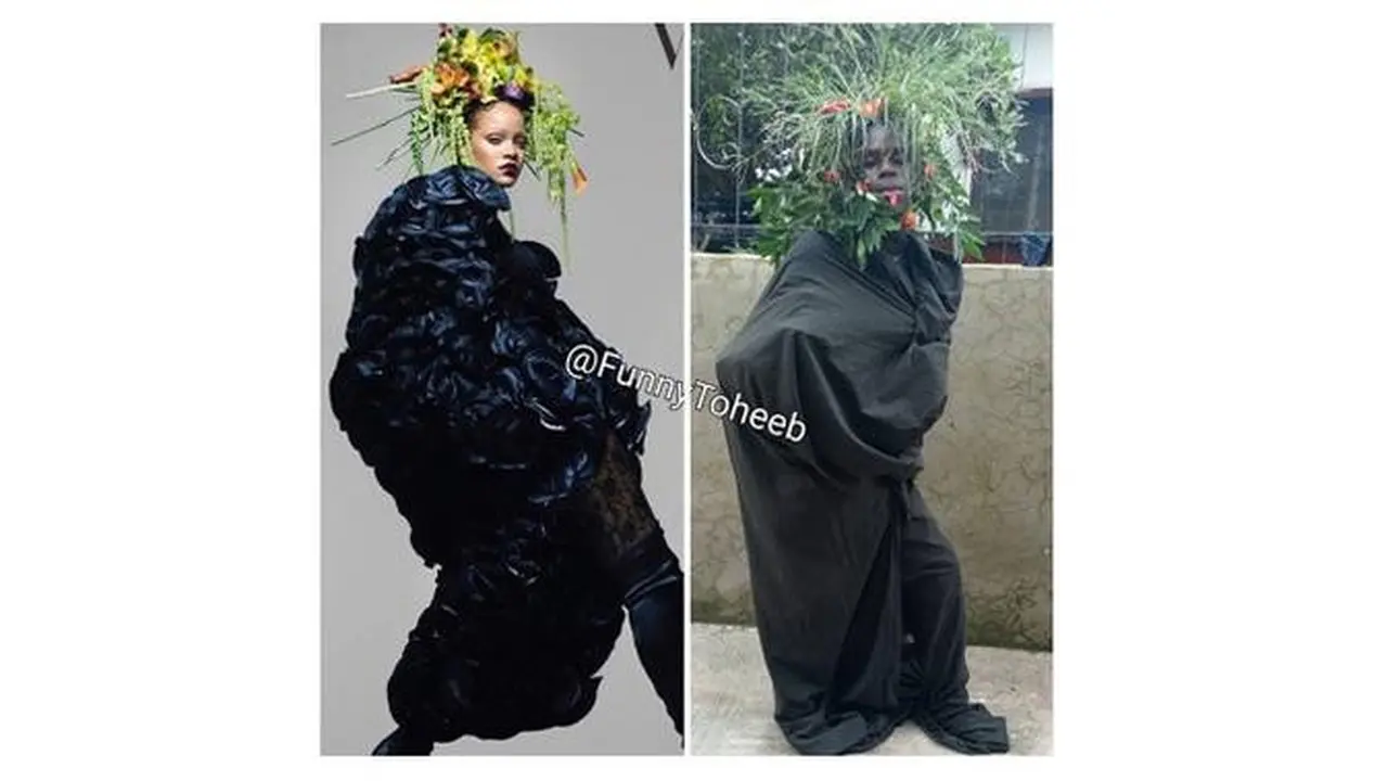 Cowok Ini Tirukan Outfit Seleb Dunia Versi Low Budget, 7 Fotonya Bikin Geli
