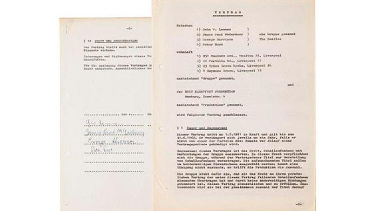 Lembaran kontrak rekaman pertama The Beatles pada 1961 (NME)