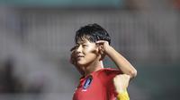 Penyerang Timnas Korea Selatan U-23, Lee Seung-woo, pada laga final sepak bola Asian Games 2018 kontra Jepang di Stadion Pakansari, Cibinong, Sabtu (1/9/2018). (Bola.com/Dok. INASGOC)