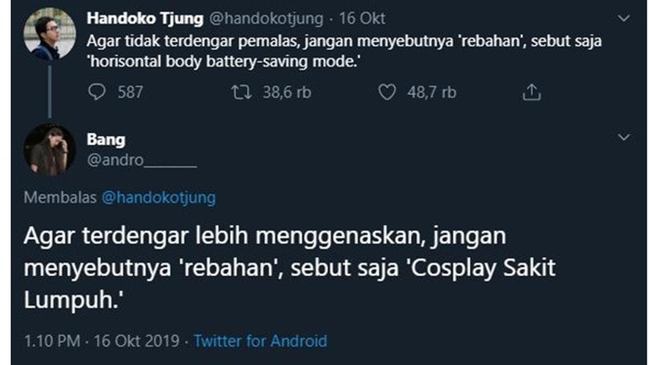 6 Nama Lain Rebahan Ala Netizen Ini Bikin Tepuk Jidat