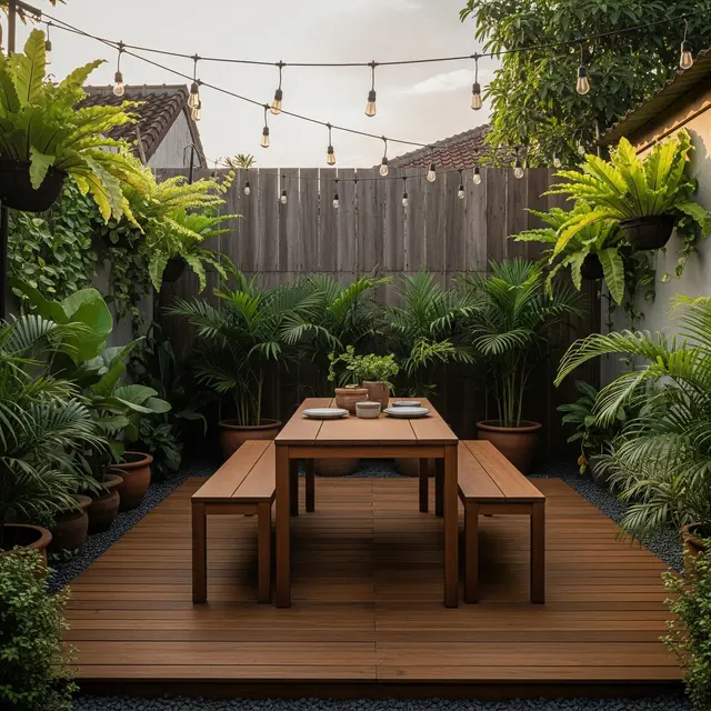 Inspirasi Halaman Belakang Rumah Kecil Tapi Multifungsi untuk Tempat Makan Outdoor