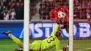 Hingga akhir pertandingan, gol tunggal Jonathan David menjadi penentu kemenangan Lille atas Real Madrid. (FRANCK FIFE/AFP)