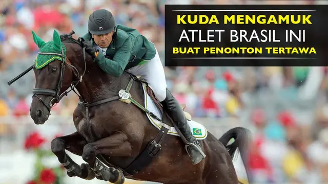 Video Ruy Fonseca atlet berkuda halang rintang asal brasil ini di buat mal dengan kudanya, Rabu (10/8/2016).