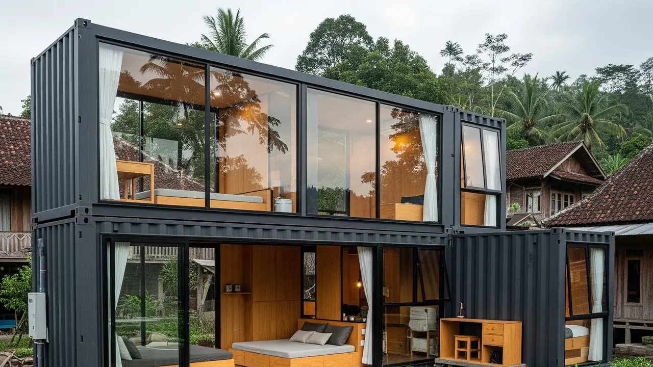 Rumah Container Modern dengan Kebun Sayur Organik