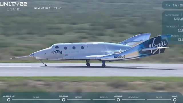 Pesawat VSS Unity milik Virgin Galactic lepas landas dari area New Mexico, Amerika Serikat