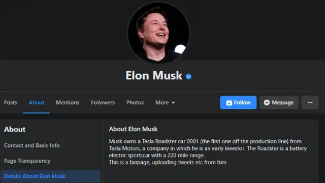 Fanpage palsu menyamar jadi Elon Musk