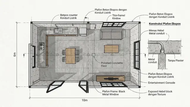 Desain Rumah 6x10 3 Kamar