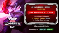 Jadwal dan Live Streaming Vidio Community Cup Season 5 Mobile Legends Series 11 di Vidio, Jumat 4 Juni 2021