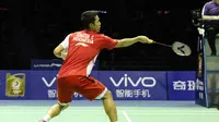 Tunggal putra Indonesia Jonatan Christie kalah dari Chen Long (Tiongkok) di partai ketiga semifinal Piala Sudirman 2015 (Humas PP PBSI)
