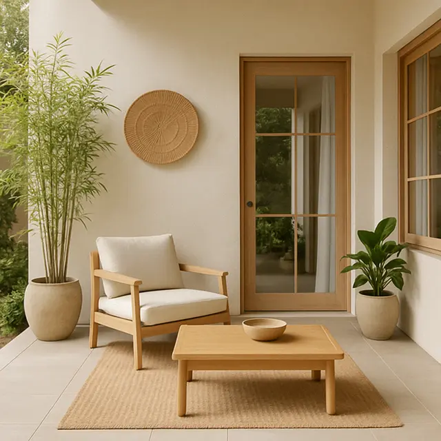 Teras Rumah Japandi Modern (Foto: Rizka Nur Laily via ChatGPT)