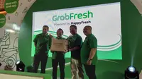 Peluncuran fitur GrabFresh di aplikasi Grab bekerja sama dengan penyedia jasa belanja HappyFresh di Jakarta, Kamis (6/9/2018). Liputan6.com/Agustin S.W.