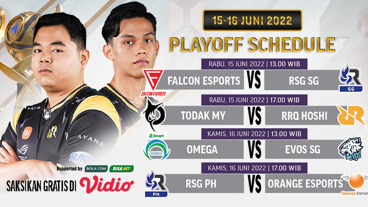 Link Live Streaming MSC Mobile Legends 2022 di Vidio 15-16 Juni : Ada RRQ Hoshi