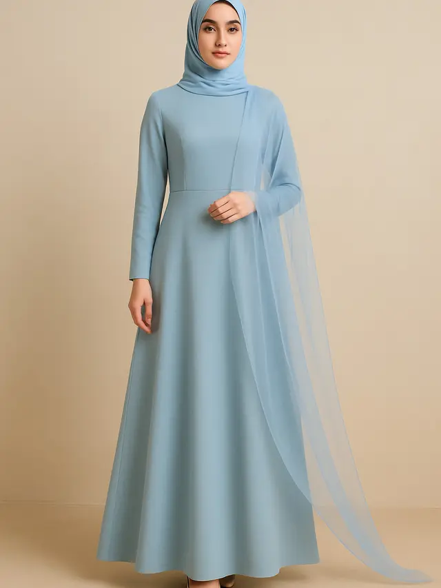 Model Gamis Selendang Tile Simple