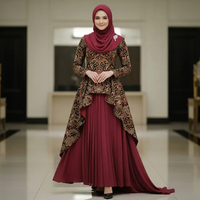 Model Gamis Batik Kombinasi Kain Polos Terbaru 2026