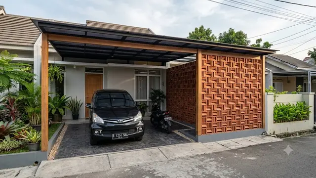 Model Carport dengan Dinding Roster