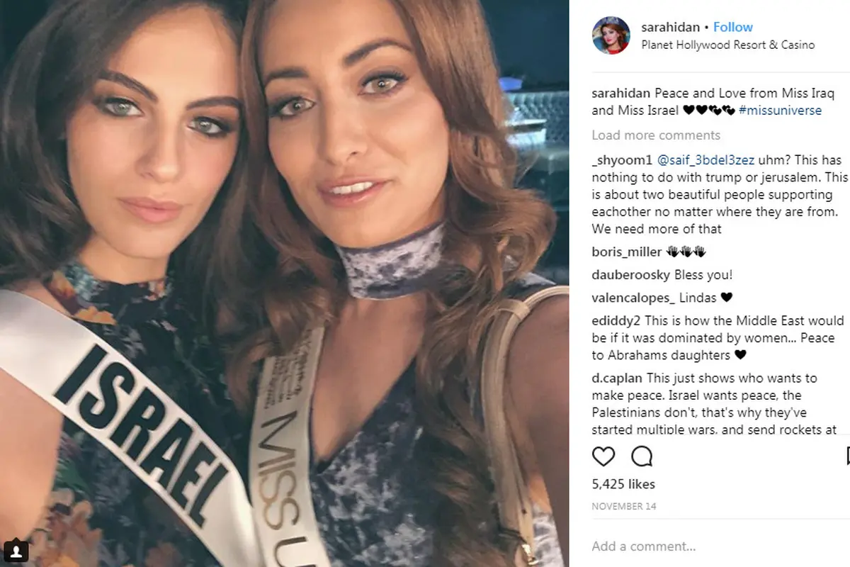 Selfie Bareng Miss Israel, Ratu Kecantikan Irak Dirisak Warganet