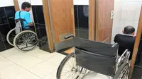 Pemudik disabilitas sulit akses toilet di Rest Area KM 39 Cikarang. (Dok MRAD)