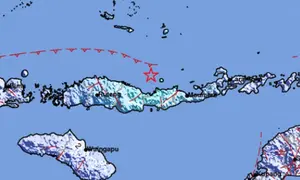 Gempa susulan Magnitudo 5,2 mengguncang Nagekeo NTT, Rabu pagi (19/8/2026). (Liputan6.com/ Dok BMKG)