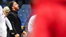 Pelatih AC Milan, Gennaro Gattuso  berteriak usai pertandingan mlewan Genoa pada lanjutan Liga Serie A Italia di Stadion Luigi Ferraris di Genoa, (11/3).  Milan menang 1-0 atas Genoa. (Simone Arveda/ANSA via AP)