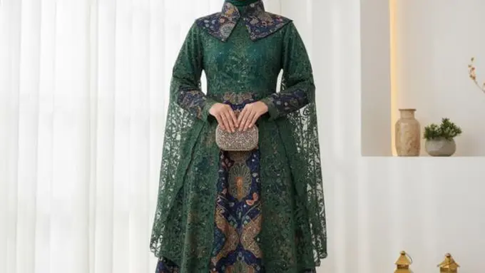 Gamis Batik Brokat 2026 Sedang Populer (Foto: Gemini AI)