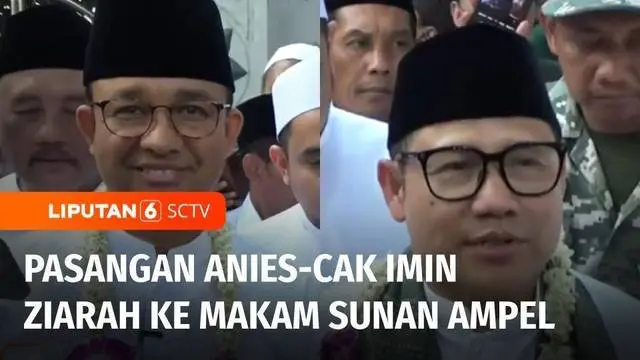 Pasangan bakal capres cawapres Koalisi Perubahan Anies Baswedan - Muhaimin Iskandar berziarah ke makam Sunan Ampel di Surabaya, Jawa Timur, Sabtu sore. Sejumlah petinggi partai pengusung pasangan Anies-Cak Imin turut berziarah.