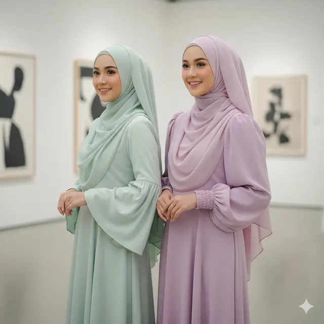 Tips Memilih Long Dress Muslim Warna Pastel