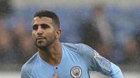Manajer Manchester City, Pep Guardiola, memuji Riyad Mahrez yang disebutnya sebagai pemain spesial. (David Davies/PA via AP)