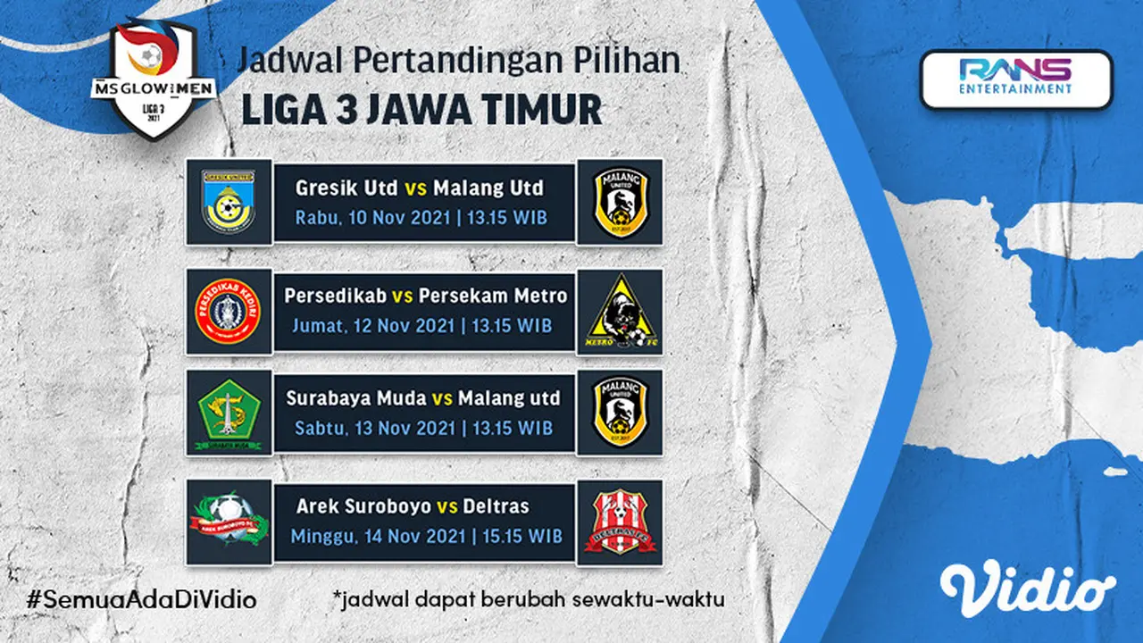 Jadwal Lengkap Liga 3 Jumat, 12 November 2021