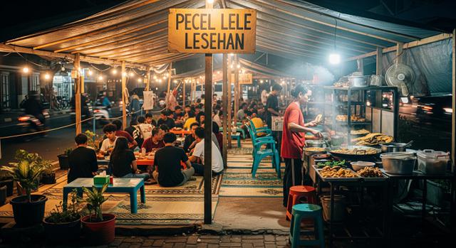 2. Model Warung Pecel Lele Terpal Semi-Permanen dengan Area Duduk Lesehan