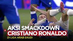 Berita video momen Cristiano Ronaldo melakukan pelanggaran dengan gerakan seperti gulat WWE, smackdown, kepada pemain Al Hilal saat melakoni laga Liga Arab Saudi 2022/2023, Rabu (19/4/2023) dini hari WIB.